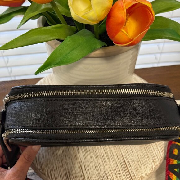 KARL LAGERFELD PARIS MAYBELLE CAMERA CROSSBODY BAG RAINBOW STRIPE STRAP CASUAL - Picture 7 of 16